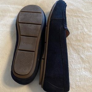 Vionic  suede loafers. Worn 2-3 times.  Navy.  Like new.